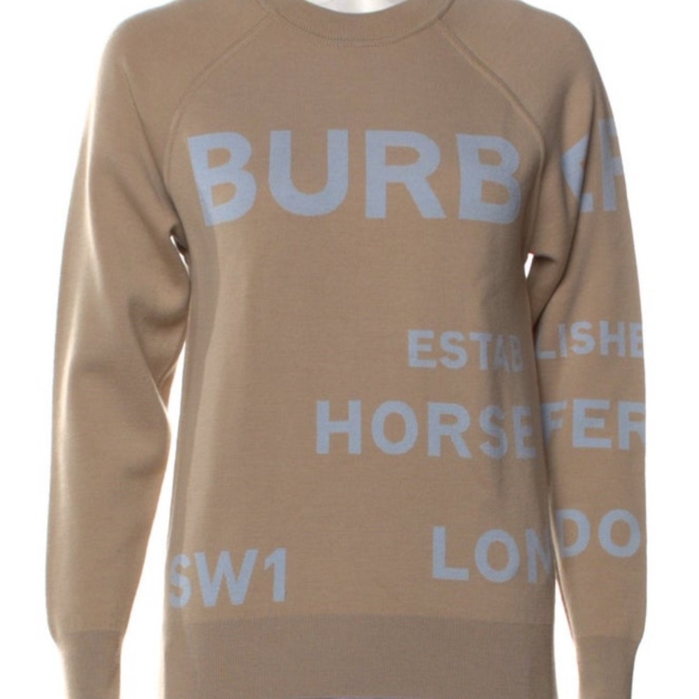 Burberry Tan and Blue Logo Sweater